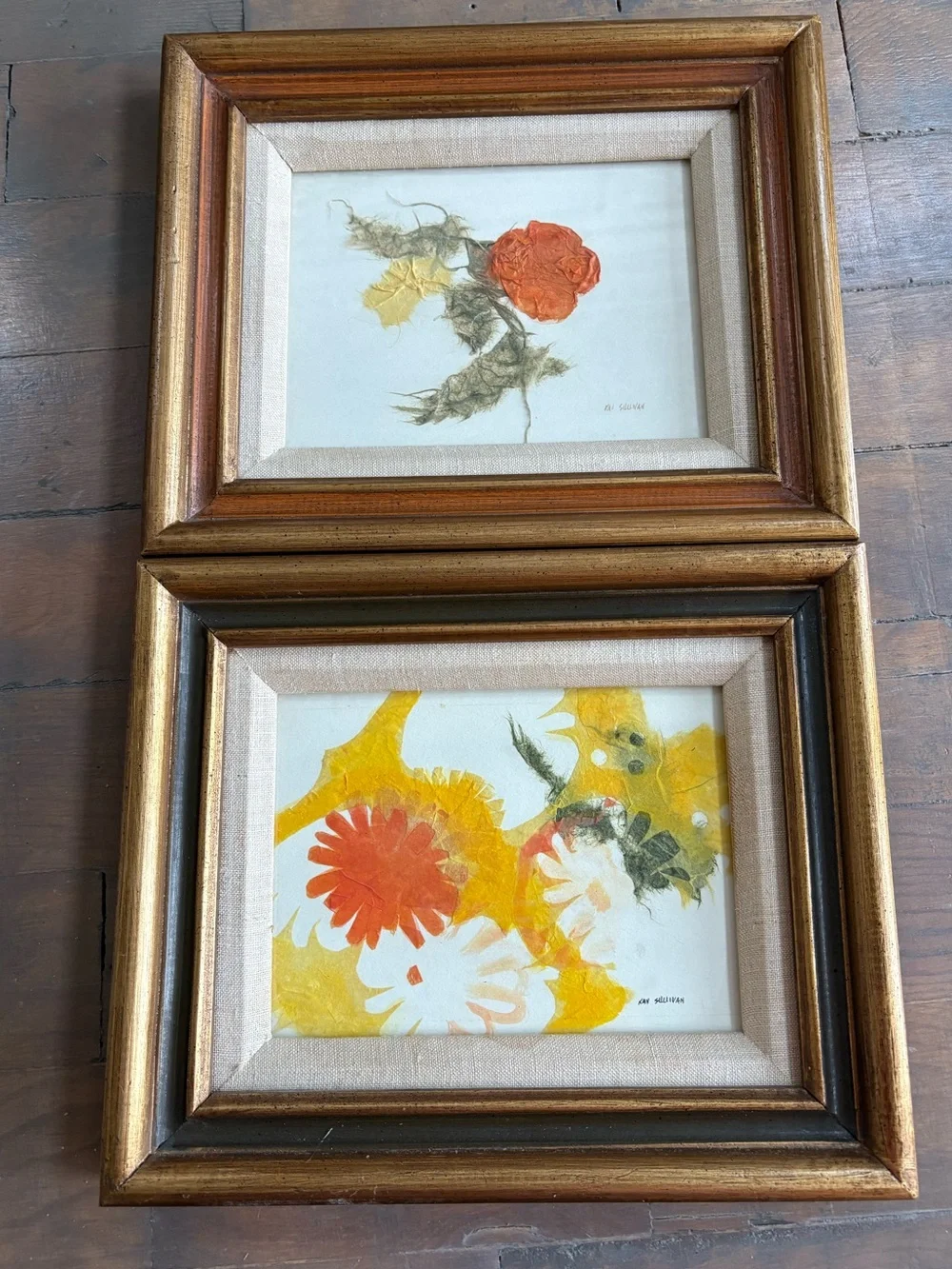 Vintage 1975 mixed media florals by Kay Sullivan